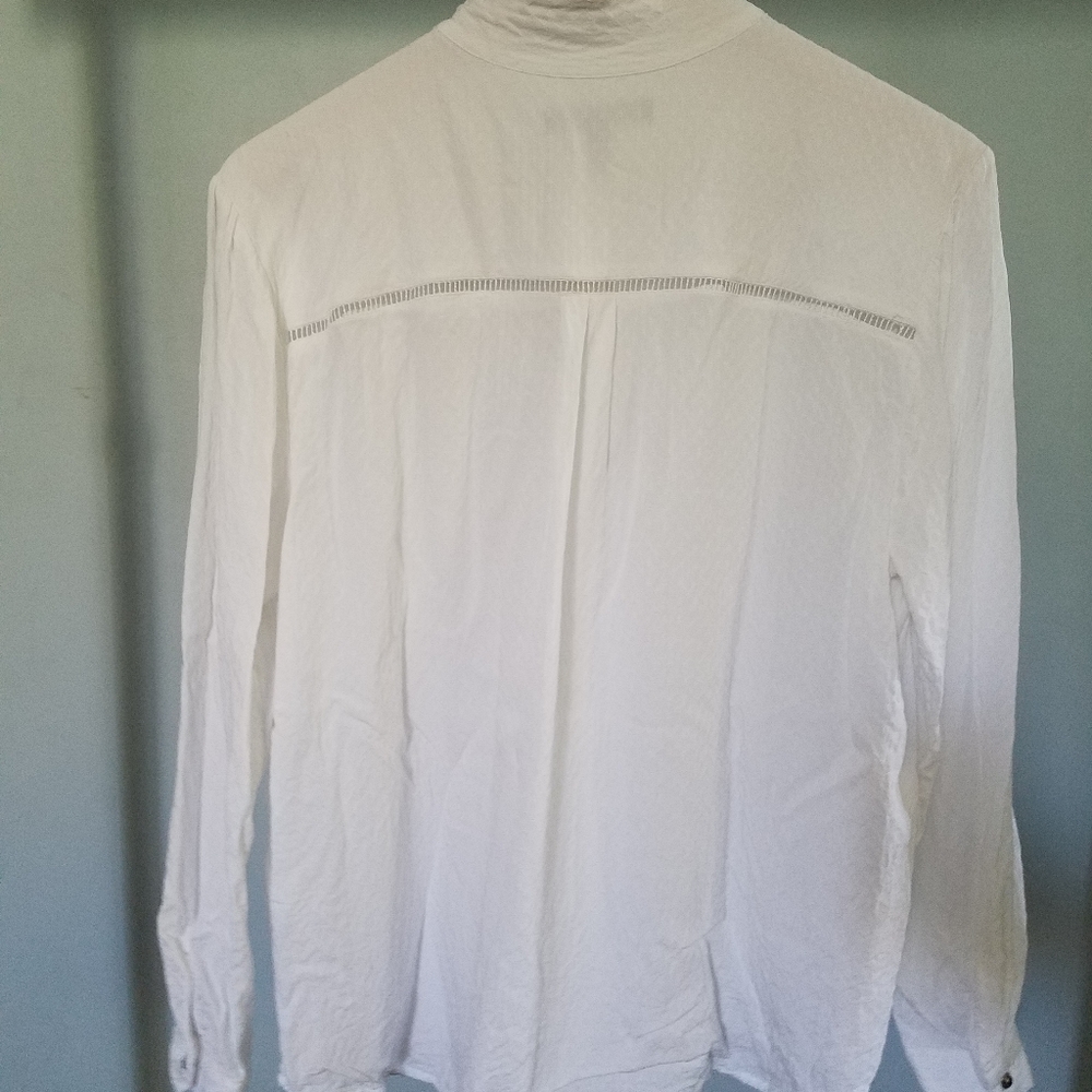 Banana Republic Tie Neck White Button Down Shirt - Picture 4 of 7